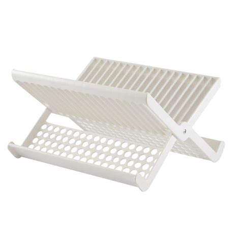 Hutzler White Folding Dish Rack 3328WH - The Home Depot