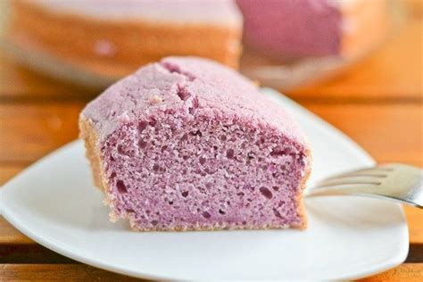 This purple yam cake is a Filipino dessert known as ube chiffon cake. The mashed purple yam ...