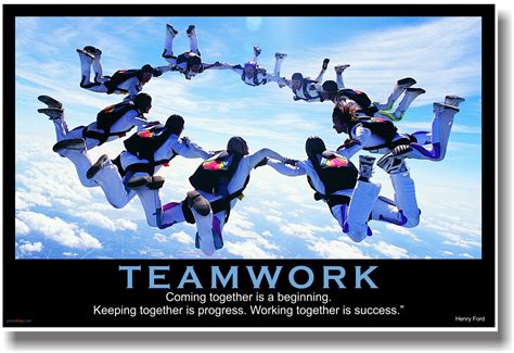 NEW Motivational TEAMWORK POSTER - Henry Ford Quote - Sports Sky Diving ...