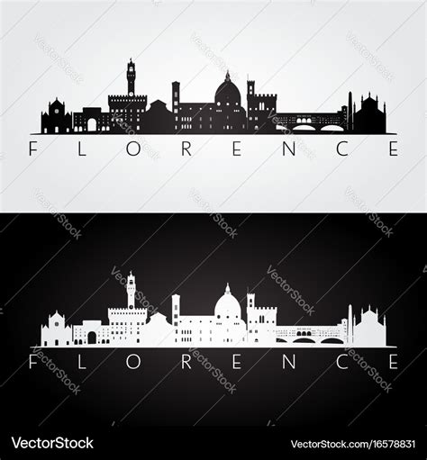 Florence skyline and landmarks silhouette Vector Image