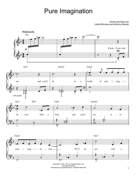 Gene Wilder "Pure Imagination (from Willy Wonka & The Chocolate Factory)" Sheet Music & Chords ...