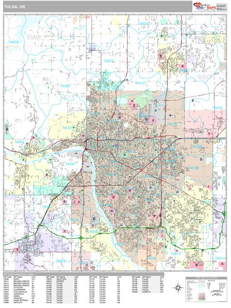 Tulsa Oklahoma Wall Map (Premium Style) by MarketMAPS - MapSales