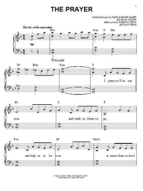 The Prayer by Josh Groban Sheet Music for Easy Piano at Sheet Music Direct