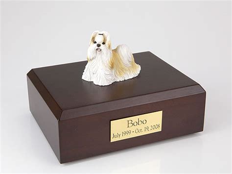 Shih Tzu, Gold-White Standing Dog Figurine Urn - Memorial Urns