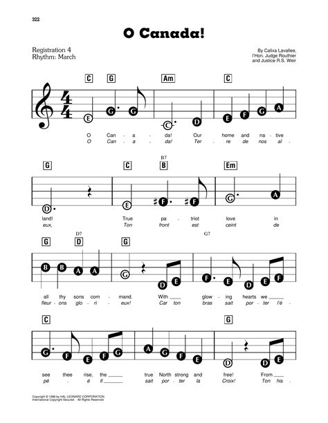 O Canada! by Calixa Lavallee Sheet Music for E-Z Play Today at Sheet ...