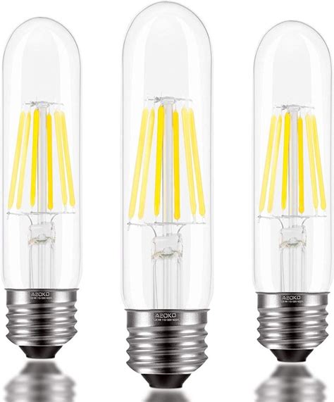 E26 T10 Bulbs Daylight White 6W, Dimmable T10 Edison Bulb 60 watts 4000K, E26 Base LED Tubular ...