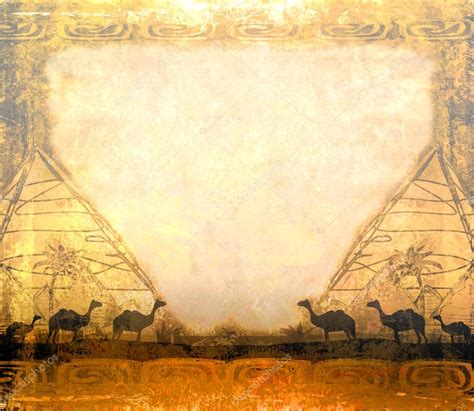 Camel caravan in wild africa - abstract grunge frame — Stock Photo ...