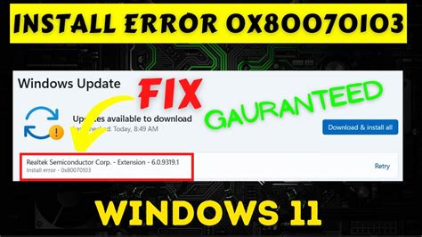 Windows update Install error 0x80070103 fix in Windows 11 - YouTube