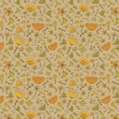 Simple Florals - Orange & Green wallpaper - katievaz - Spoonflower