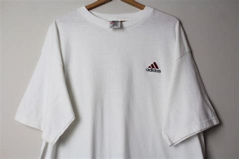 Vintage Adidas Logo White Graphic T-Shirt - Gem