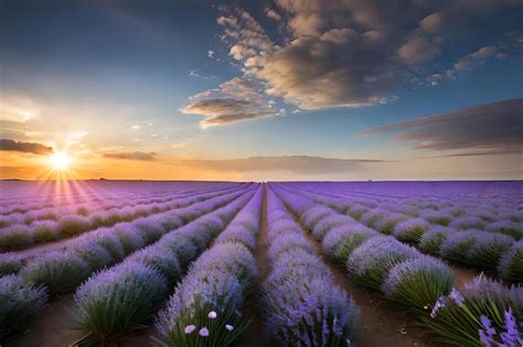 Premium AI Image | Lavender fields in the sunset