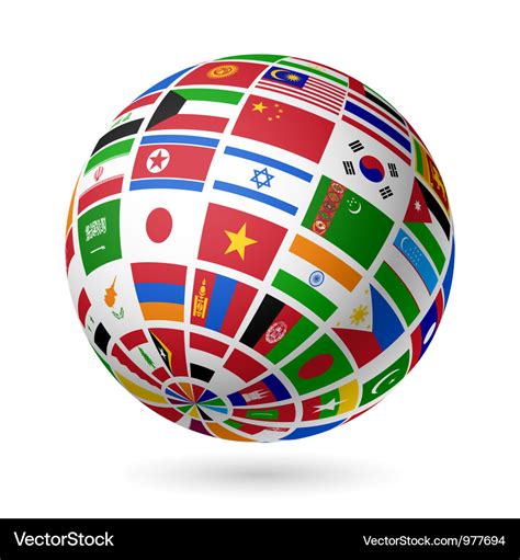 Asian flags globe Royalty Free Vector Image - VectorStock