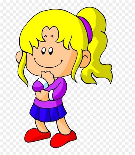 Cartoon Child Clip Art - Little Girl Thinking Png - Free Transparent ...