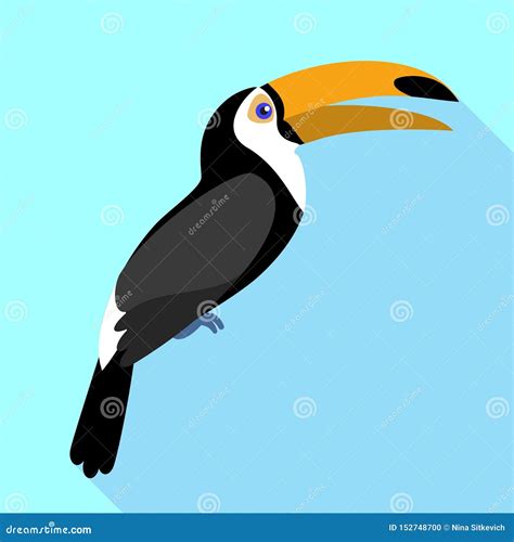 Toucan Singing Icon, Flat Style Stock Vector - Illustration of exotic ...