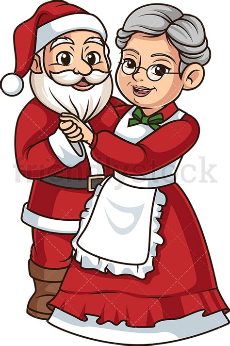 Mrs Claus Dancing With Santa Cartoon Clipart Vector - FriendlyStock