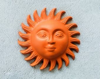 Terracotta Sun and Moon Sun Face Pottery Wall Hanging - Etsy UK