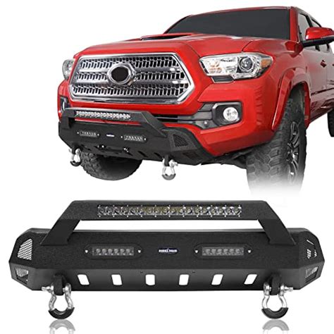 Hooke Road Tacoma Stubby Front Bumper Solid Steel Offroad Bumper Compatible with 2016-2023 ...