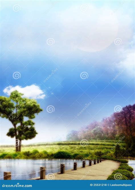 Dreamy Landscape stock illustration. Illustration of clouds - 25531218