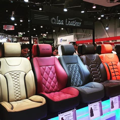 @AleaLeather's booth at SEMA is unreal! Such amazing seat patterns and designs. #thehogring # ...