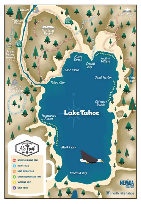 North Lake Tahoe Ale Trail Map - Go Tahoe North Lac Tahoe, Tahoe Vista ...