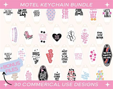 Motel Keychain SVG BUNDLE, Cricut Cut Files, Hotel Keychain Svg, Retro ...