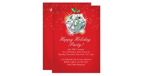 Christmas Disco Ball Party Invitations | Zazzle