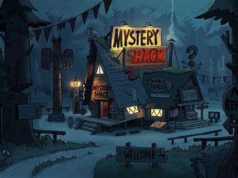 Mystery Shack at Night. Background. Cool art, Mystery, Gravity Falls ...