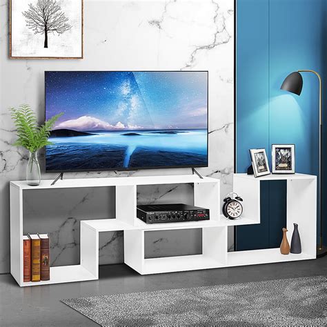 TV Stand for 40'' - 80'' TVs DIY Convertible Storage Bookcase Shelf ...