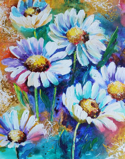 Daisies aсryliс painting on canvas Flowers art 16/20 in. | Etsy | Flower painting, Flower art ...