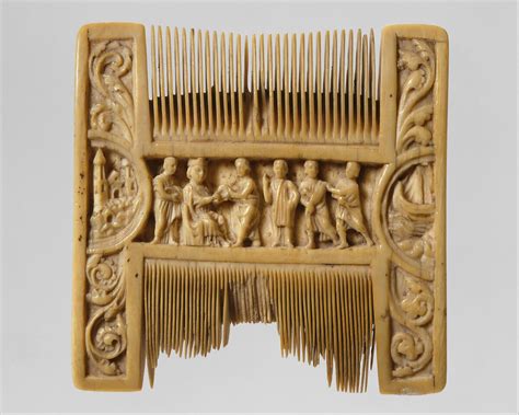 Double-Sided Ivory Liturgical Comb with Scenes of Henry II and Thomas Becket | British | The Met