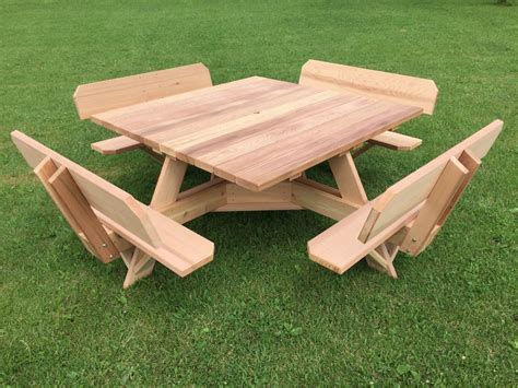 56 Square Top Picnic Table With Backs on the Seats, Built of Beautiful ...