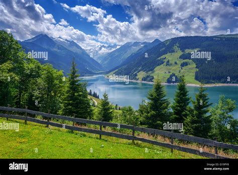 Amazing summer morning on the fantastic Speicher Durlassboden lake. Alps, Austria, Europe Stock ...