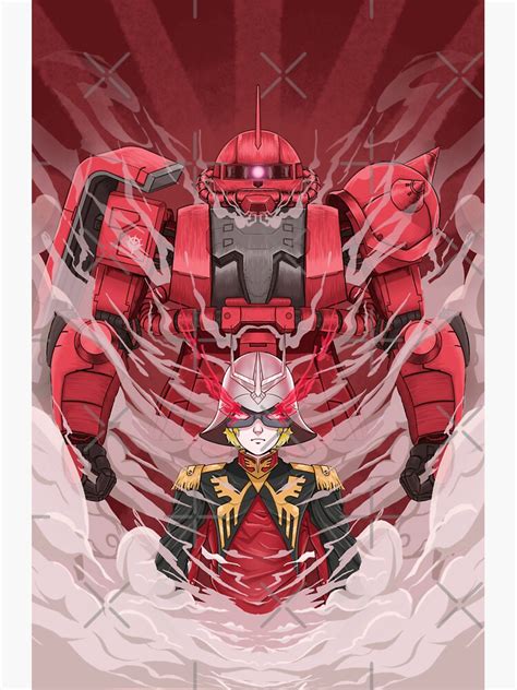 "Gundam Zaku & Char Aznable Artwork illustration" Sticker by ScribblePrint | Redbubble