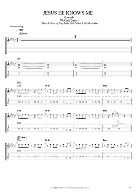 Jesus He Knows Me Tab by Genesis (Guitar Pro) - Full Score | mySongBook