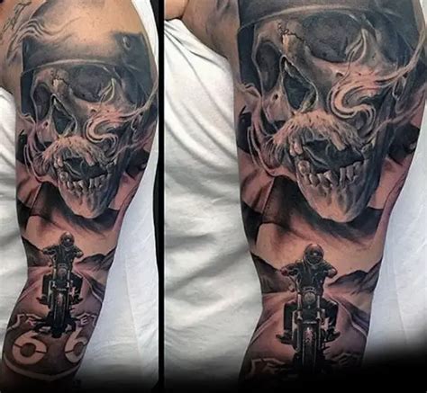 incredible-harley-davidson-skull-motorcycle-rider-guys-sleeve-tattoo – Lazy Penguins