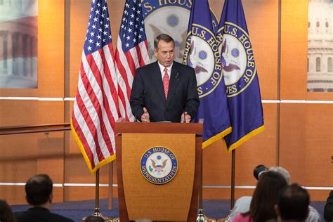 Speaker John Boehner answers a question from reporters at … | Flickr