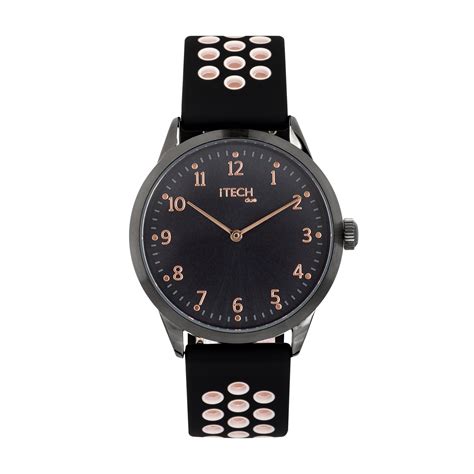 iTech - iTech Duo Perforated Silicone Strap Hybrid Smartwatch, Color: Black/Blush/Gunmetal ...