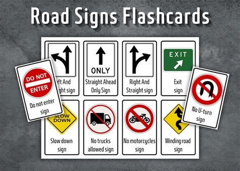 Road Signs Flashcards, Preschool Flashcards, Printable Montessori Cards ...