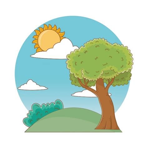 Premium Vector | Nature outdoor tree environment cartoon