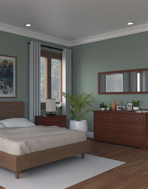 Green Bedroom with Dark Brown Furniture | Brown furniture bedroom, Light brown bedrooms, Dark ...