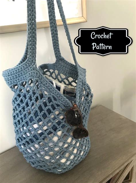 Crochet Pattern Market Tote, Beach Bag, Instant Download - Etsy | Crochet market bag, Crochet ...