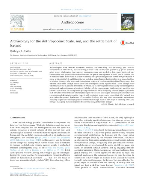 (PDF) Archaeology for the Anthropocene: Scale, Soil, and the Settlement of Iceland | Kathryn ...