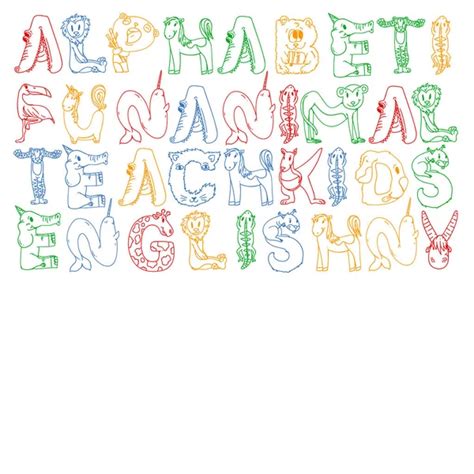 Animal alphabet. Zoo alphabet. Letters from A to Z. Cartoon cute ...