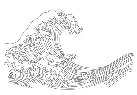 Japanese wave line art vector illustration. 3349095 Vector Art at Vecteezy