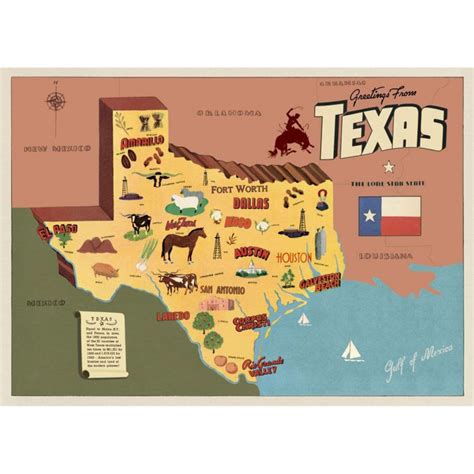 This Texas Sightseeing Map Souvenir Vintage Style Poster Is - Texas ...