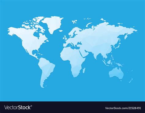 Blue blank world map Royalty Free Vector Image