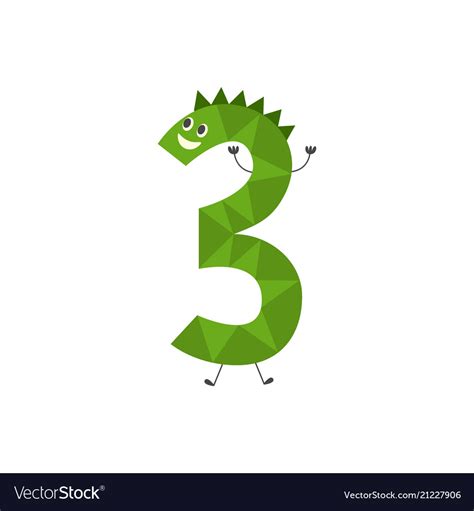 Number three funny cartoon character isolated Vector Image