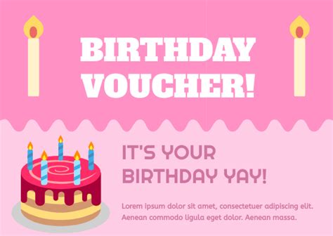 Pink Birthday Gift Voucher | Gift Card Template