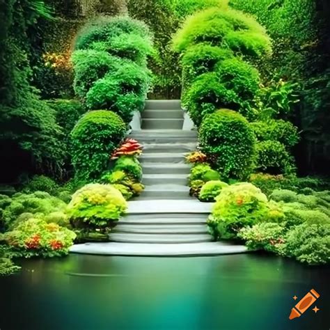Stucco house with garden and pond