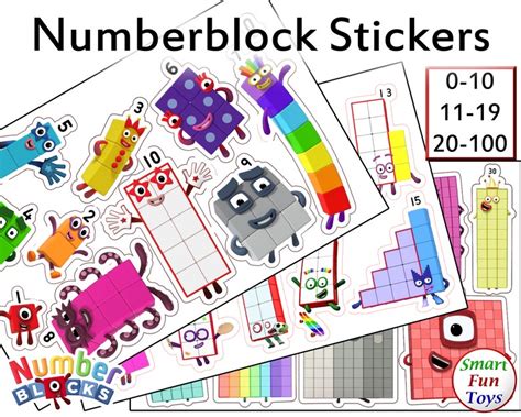 Numberblocks Stickers Half-Sheets 0 10 11 19 20 100 | Etsy